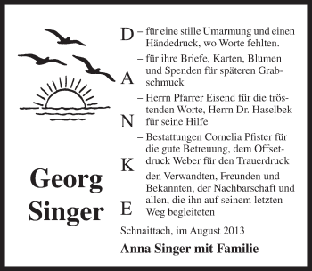 Traueranzeige von Georg Singer von Pegnitz-Zeitung